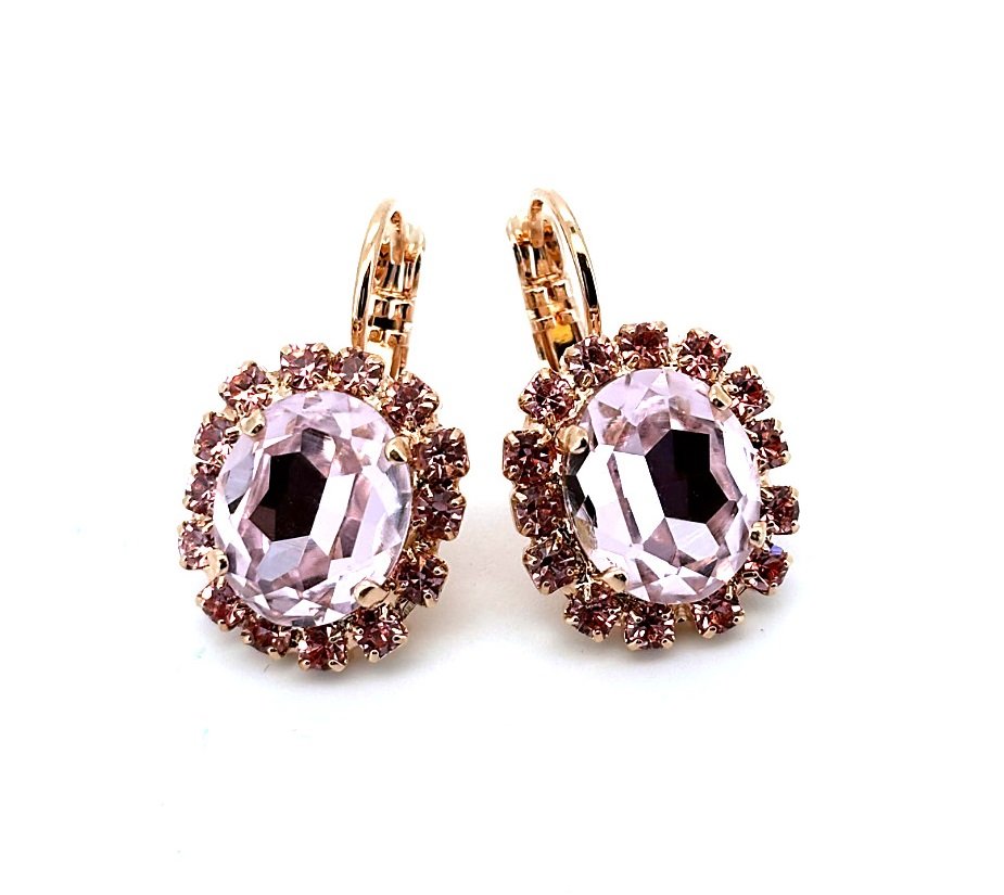 E-1090-4-223223-RG6 (1) Earrings by Mariana Woman Lovely Light Rose Swarovski Crystals - Image 1
