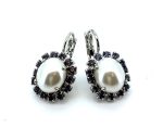 Earrings by Mariana Woman Luxurious Pearl and Tanzanite Swarovski Crystals