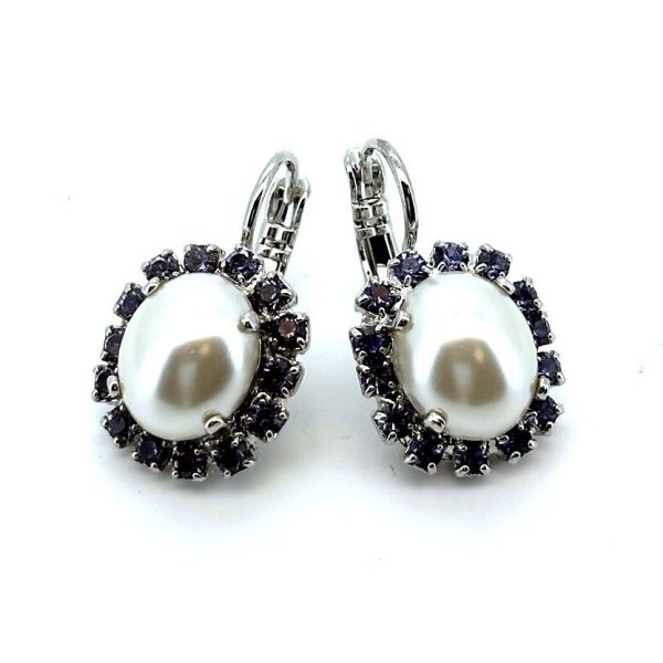 Earrings by Mariana Woman Luxurious Pearl and Tanzanite Swarovski Crystals