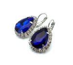 Earrings by Mariana Woman Elegant Sapphire and Clear Swarovski Crystals - Image 2