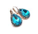Earrings by Mariana Woman Charming Aqua and Turquoise Swarovski Crystals - Image 3