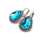 Earrings by Mariana Woman Charming Aqua and Turquoise Swarovski Crystals - Image 2