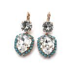 Earrings by Mariana Woman Beautiful Clear and Turquoise Swarovski Crystals