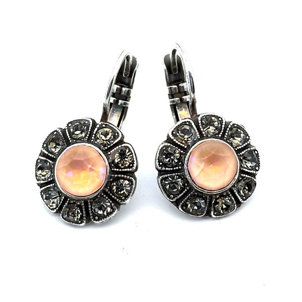 Earrings By Mariana Woman Floral Lt. Azore and Lt. Peach Swarovski Crystals