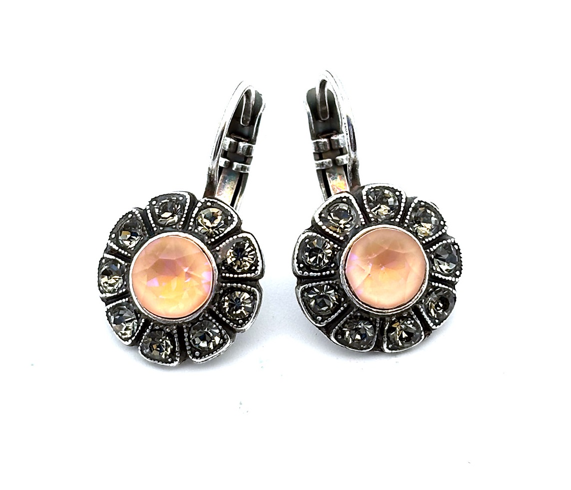 E-1131-1913-SP6 (1) Earrings By Mariana Woman Floral Lt. Azore and Lt. Peach Swarovski Crystals - Image 1