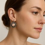 Earrings By Mariana Woman Floral Lt. Azore and Lt. Peach Swarovski Crystals - Image 3