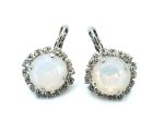 Earrings By Mariana Woman Classy White Opal and Clear Swarovski Crystals