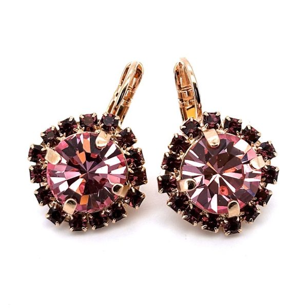 Earrings by Mariana Woman Lovely Rose and Amethyst Swarovski Crystals