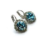 Earrings by Mariana Woman Gorgeous Aquamarine and Chrysolite Swarovski Crystals - Image 3