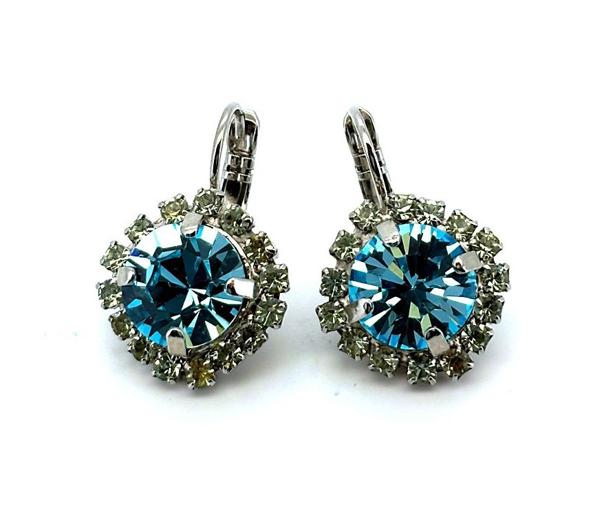E-1137-1-2141-RO6 (3) Earrings by Mariana Woman Gorgeous Aquamarine and Chrysolite Swarovski Crystals - Image 1