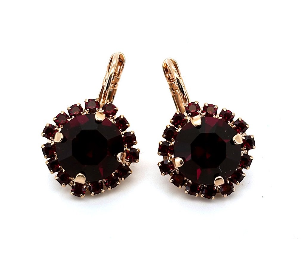 E-1137-1-241-RG6 (3) Earrings by Mariana Woman Exquisite Garnet Swarovski Crystals - Image 1