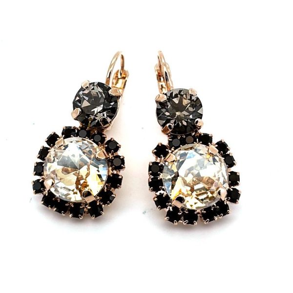 Earrings by Mariana Woman Stunning Black Diamond and Moonlight Swarovski Crystals