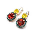 Earrings by Mariana Woman Sassy Red and Yellow Swarovski Crystals - Image 2