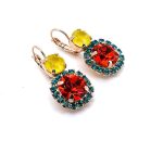 Earrings by Mariana Woman Sassy Red and Yellow Swarovski Crystals - Image 3