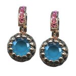 Earrings by Mariana Woman Floral Aquamarine and Rose Swarovski Crystals