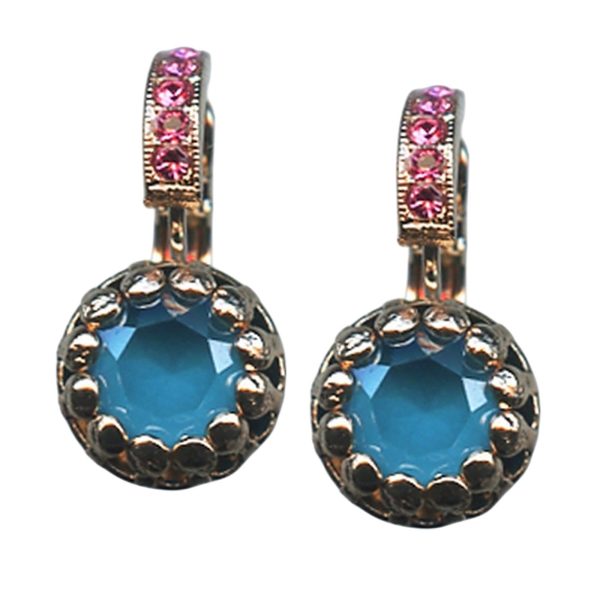 Earrings by Mariana Woman Floral Aquamarine and Rose Swarovski Crystals