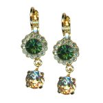 Earrings by Mariana Woman Dangling Emerald and Golden Swarovski Crystals - Image 2