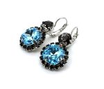 Earrings by Mariana Woman Luxurious Aqua and Jet Swarovski Crystals - Image 2