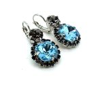 Earrings by Mariana Woman Luxurious Aqua and Jet Swarovski Crystals - Image 3
