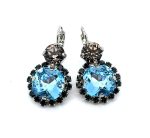 Earrings by Mariana Woman Luxurious Aqua and Jet Swarovski Crystals