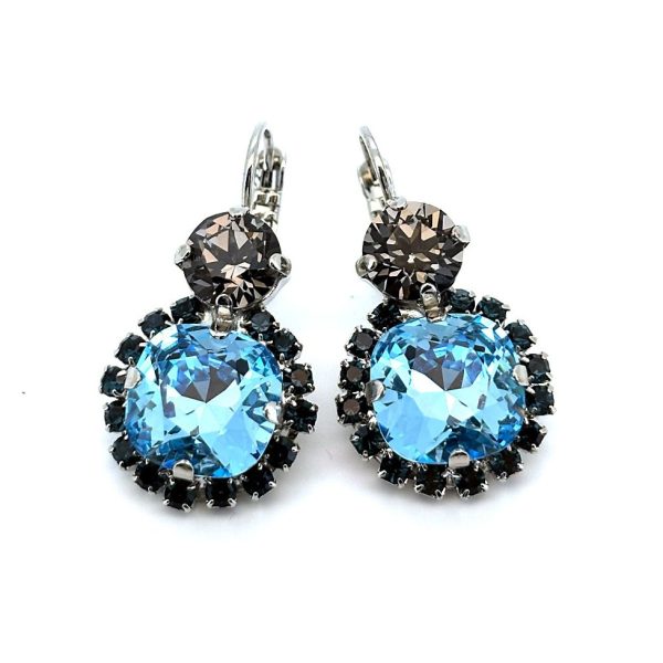 Earrings by Mariana Woman Luxurious Aqua and Jet Swarovski Crystals