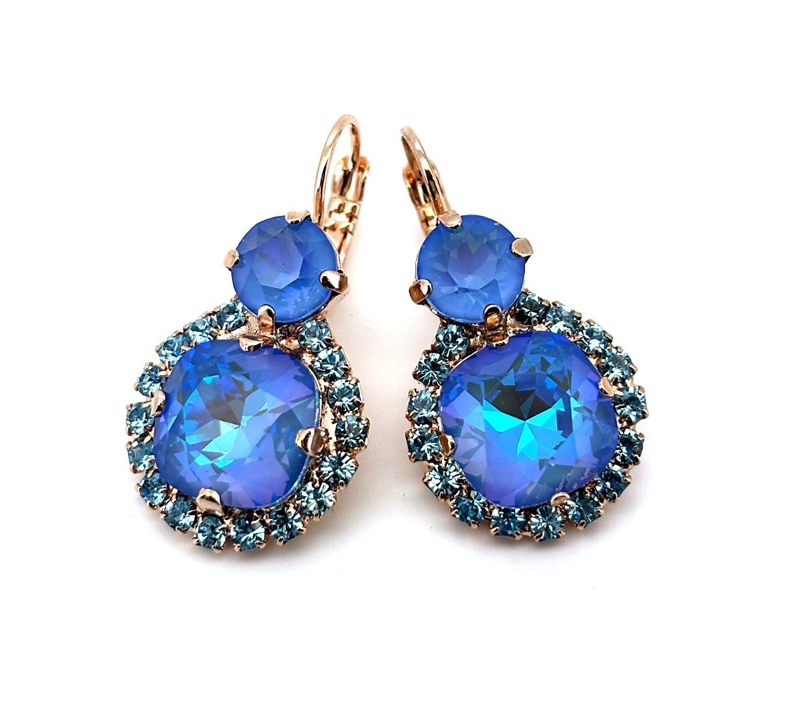 E-1326-10-143143-RG6 (1) Earrings by Mariana Woman Gorgeous Ocean and Aquamarine Swarovski Crystals - Image 1
