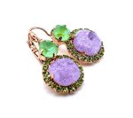 Earrings by Mariana Woman Beautiful Violet Ice and Chrysolite Swarovski Crystals - Image 3