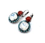 Earrings by Mariana Woman Stunning Red Opal Mineral and Turquoise Swarovski Crystals - Image 2