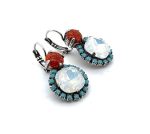 Earrings by Mariana Woman Stunning Red Opal Mineral and Turquoise Swarovski Crystals - Image 3
