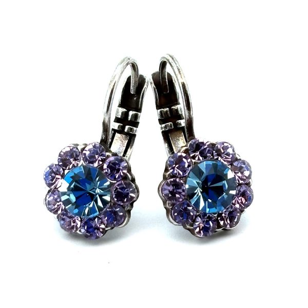 Earrings By Mariana Woman Dainty Floral Purple and Blue Swarovski Crystals