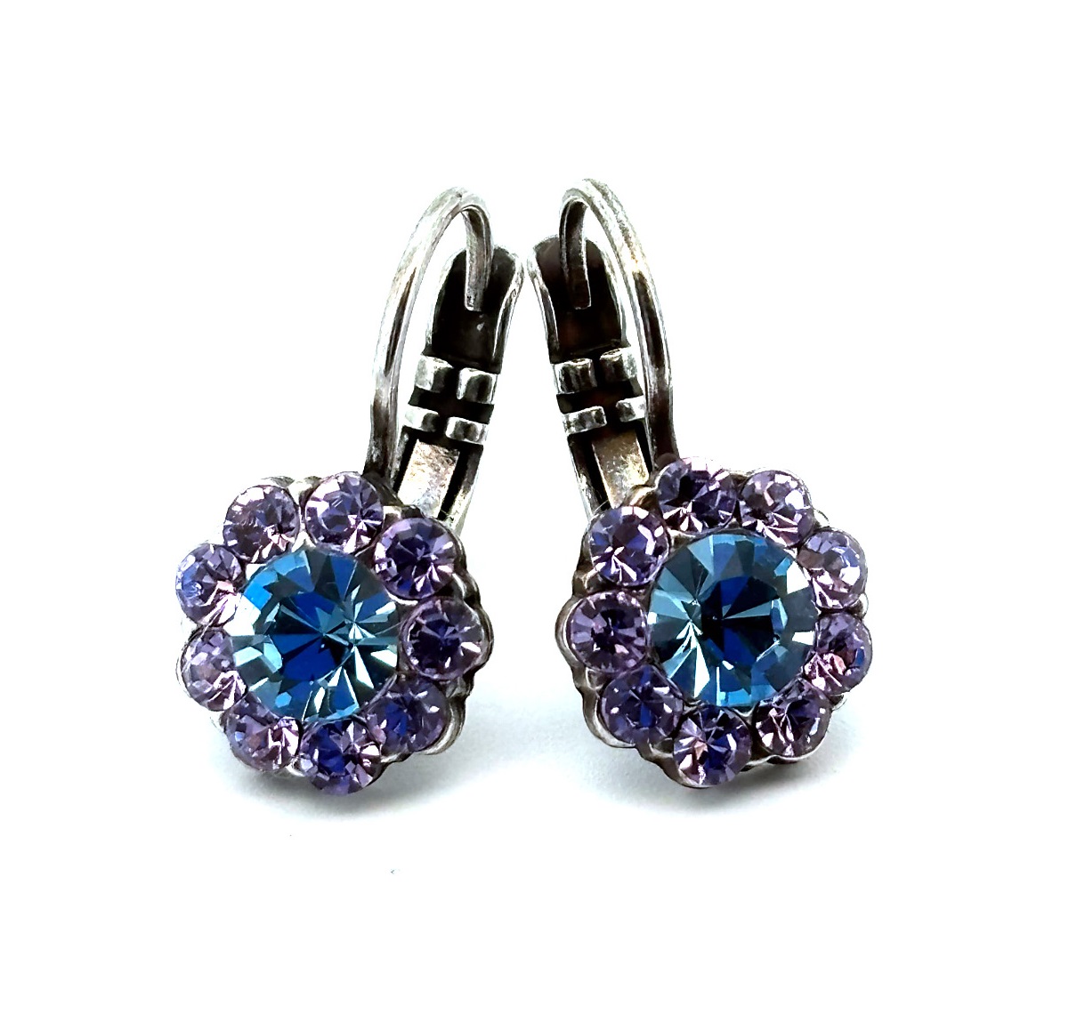 E-1379-1163-SP6 (1) Earrings By Mariana Woman Dainty Floral Purple and Blue Swarovski Crystals - Image 1