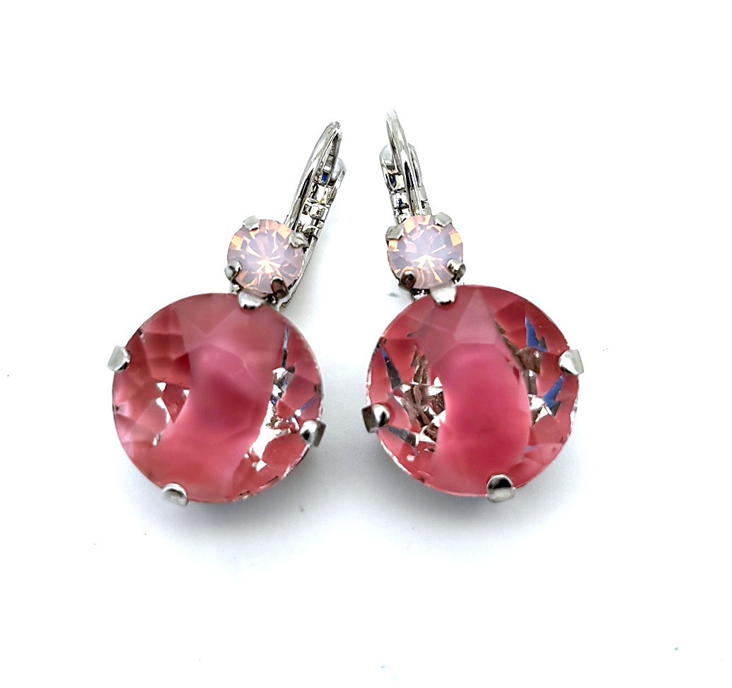 E-1506-1129-RO6 (4) Earrings By Mariana Woman Sassy Rose Quartz Swarovski Crystals - Image 1