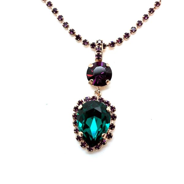 Necklace Pendant by Mariana Woman Gorgeous Indicolite and Amethyst Swarovski Crystals