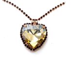 Necklace Pendant by Mariana Woman Heart Shaped Golden and Siam Swarovski Crystals