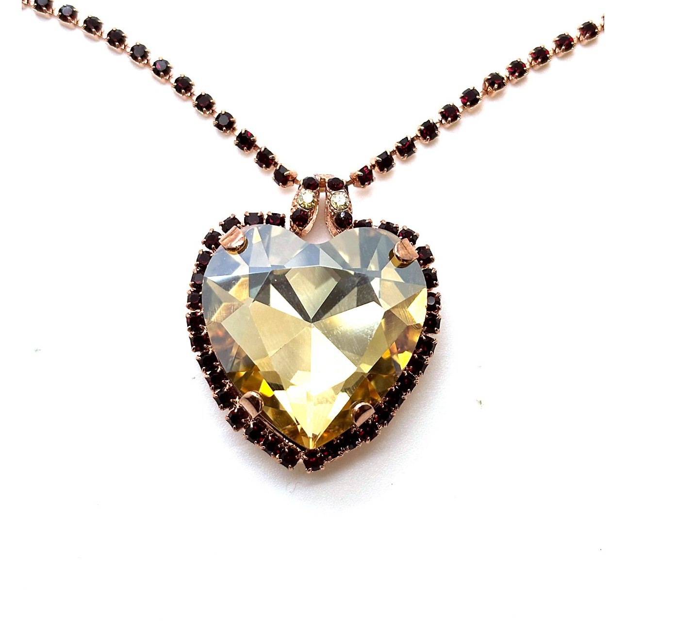 N-5482-2-208216-RG (2) Necklace Pendant by Mariana Woman Heart Shaped Golden and Siam Swarovski Crystals - Image 1