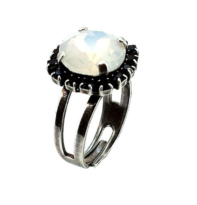 R-7137-1-1069-SP (1) Ring by Mariana Woman Gorgeous Montana Blue and White Opal Swarovski Crystals - Image 1