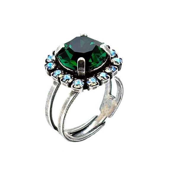 Ring by Mariana Woman Exquisite Emerald and Moonlight Swarovski Crystals