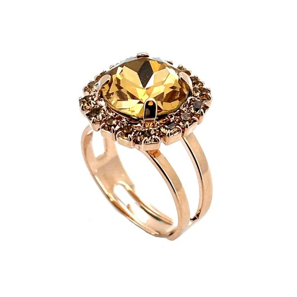 Ring by Mariana Woman Elegant Golden and Topaz Swarovski Crystals