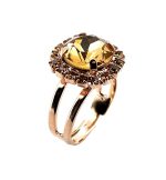 Ring by Mariana Woman Elegant Golden and Topaz Swarovski Crystals - Image 2