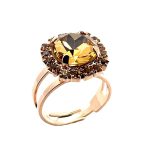 Ring by Mariana Woman Elegant Golden and Topaz Swarovski Crystals - Image 3