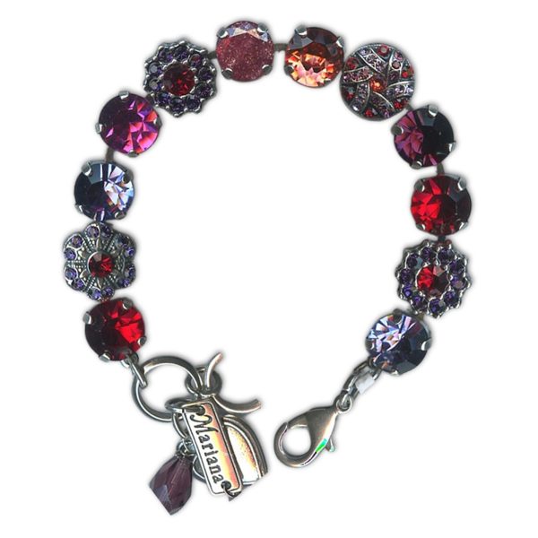 Bracelet by Mariana Woman Stunning Siam and Peach Swarovski Crystals
