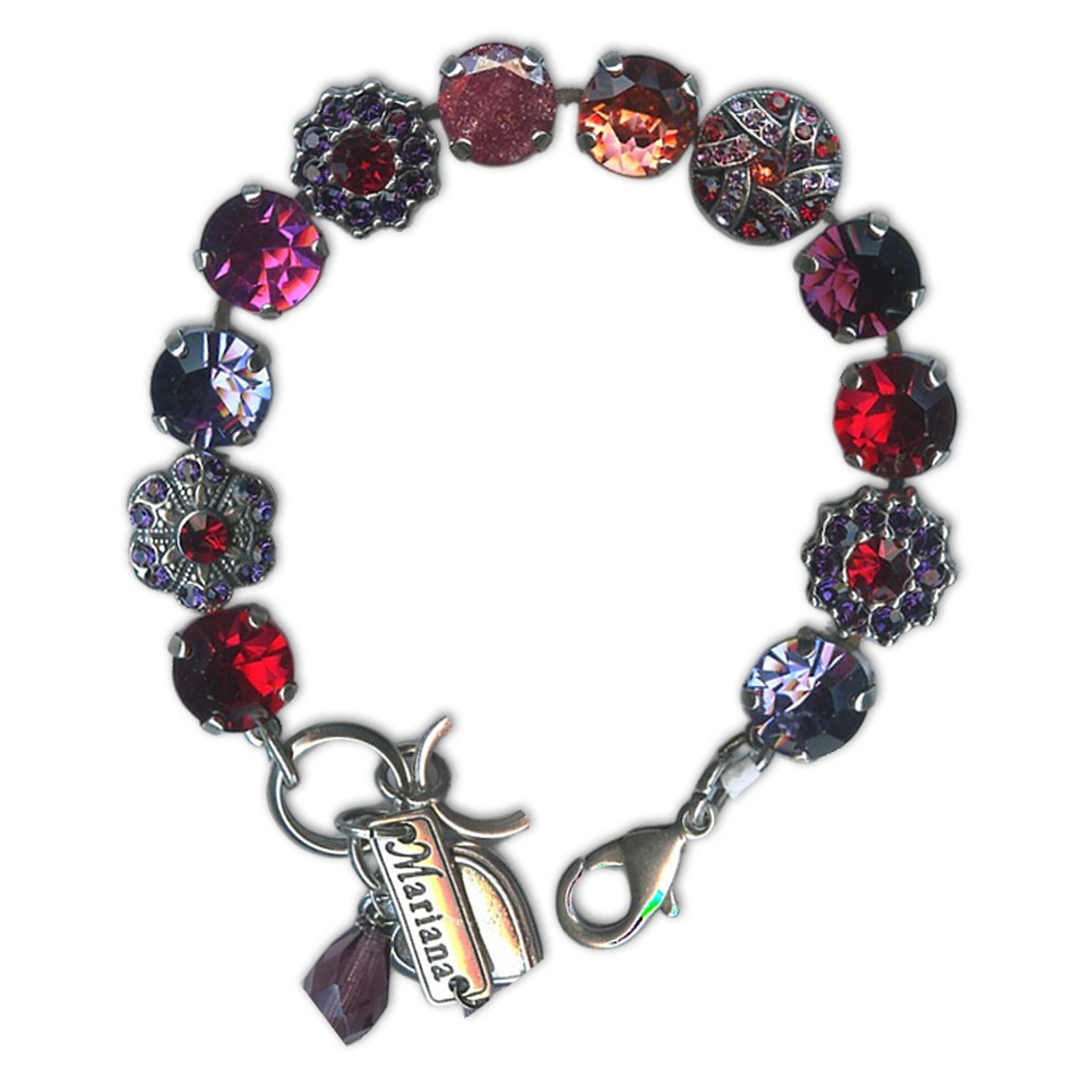 B-4259-1091-SP (1) Bracelet by Mariana Woman Stunning Siam and Peach Swarovski Crystals - Image 1