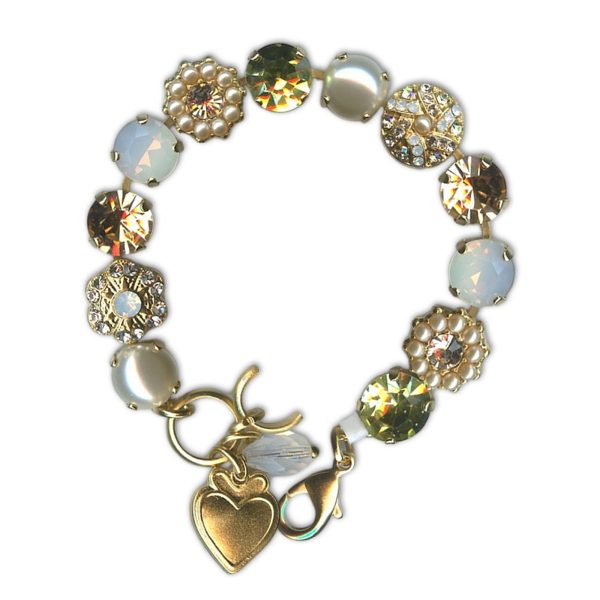 Bracelet by Mariana Woman Precious Pearl and Golden Swarovski Crystals