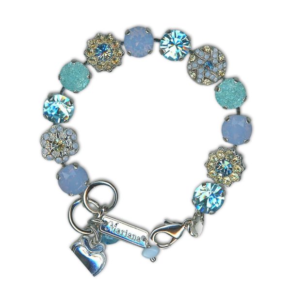 Bracelet by Mariana Woman Charming Aquamarine and Opal Swarovski Crystals