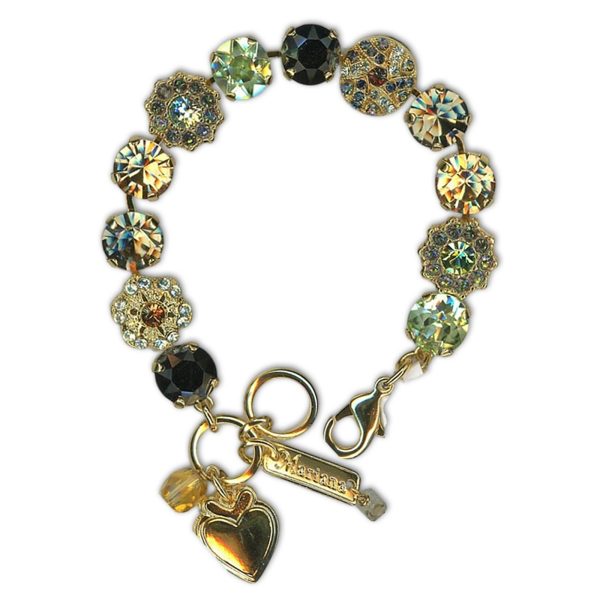 Bracelet by Mariana Woman Elegant Jet and Golden Swarovski Crystals