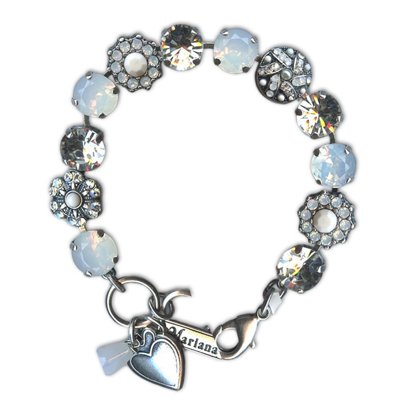 B-4259-50870-SP (1) Bracelet by Mariana Woman Beautiful Clear and Opal Swarovski Crystals - Image 1