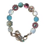 Bracelet by Mariana Woman Beautiful Turquoise Mineral and Rose Swarovski Crystals - Image 2