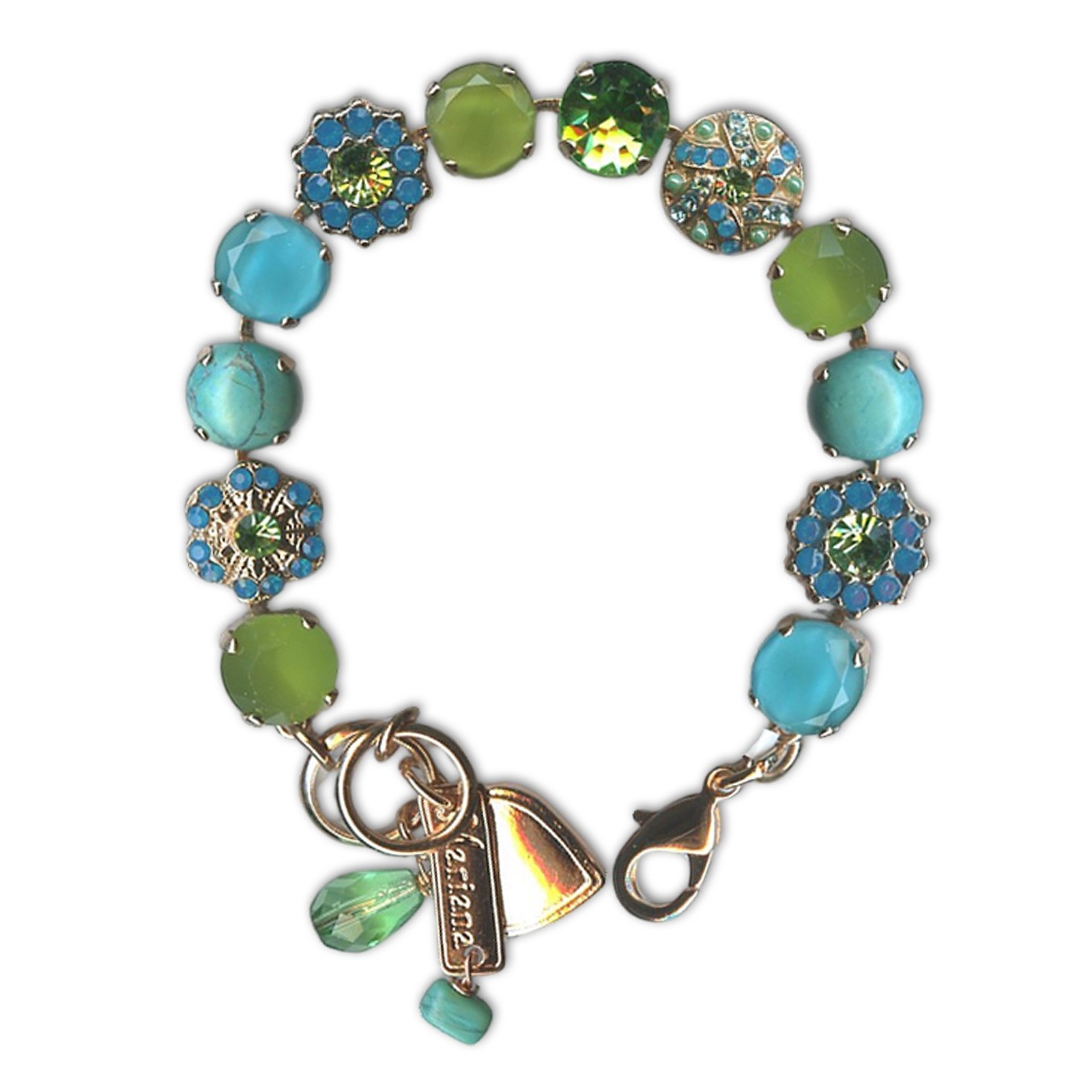 B-4259-M1066-RG (1) Bracelet by Mariana Woman Adorable Turquoise Mineral and Blue Swarovski Crystals - Image 1