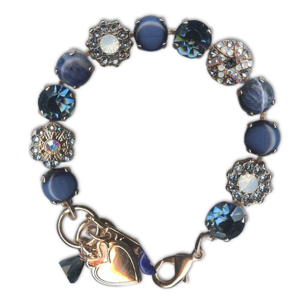 Bracelet by Mariana Woman Gorgeous Lapis Lazuli Mineral and Montana Swarovski Crystals