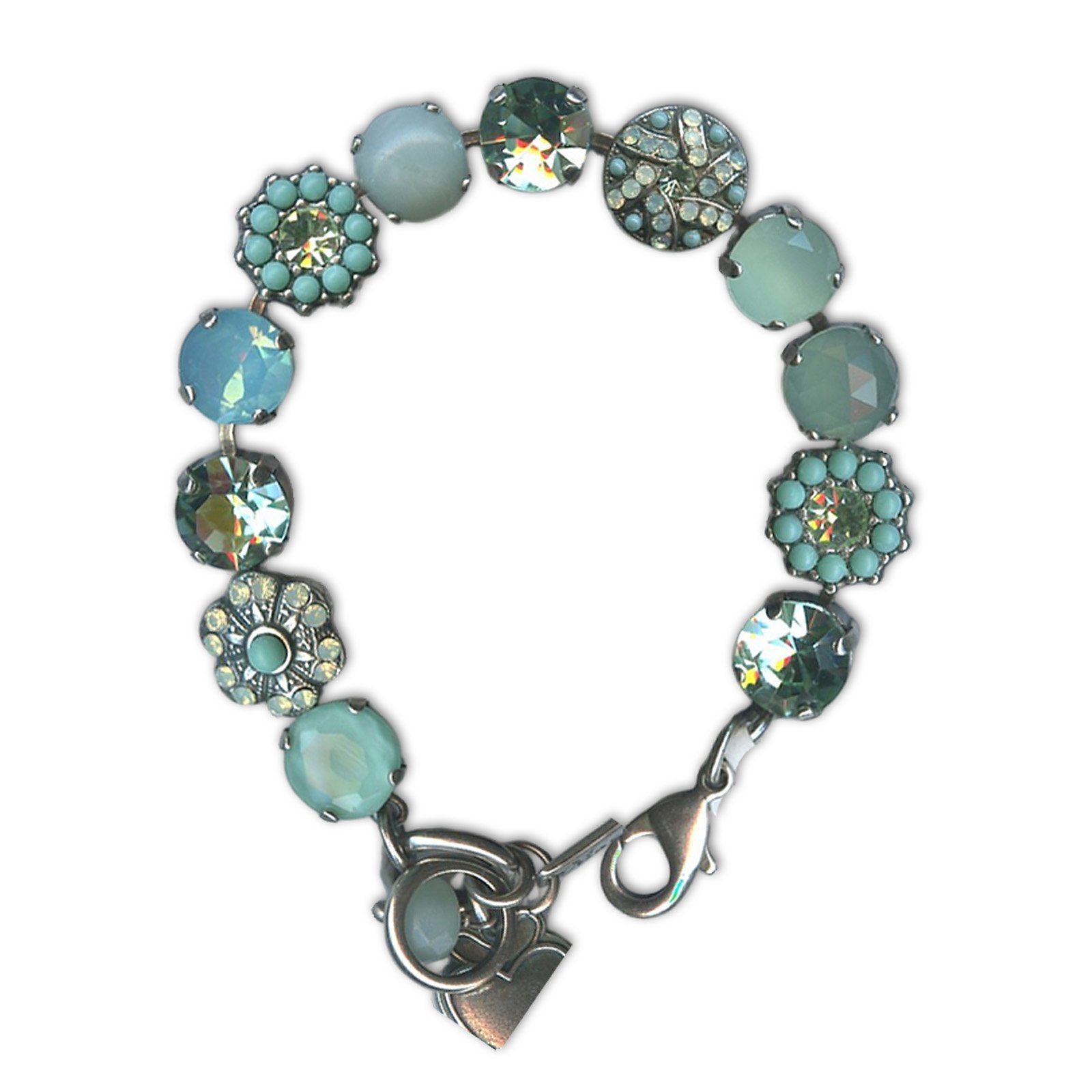 B-4259-M1087-SP (1) Bracelet by Mariana Woman Charming Turquoise Mineral and Greens Swarovski Crystals - Image 1